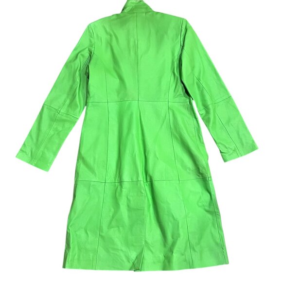 Vero Moda Long Leather Coat, NWT, Lime Green, M - Picture 8 of 9